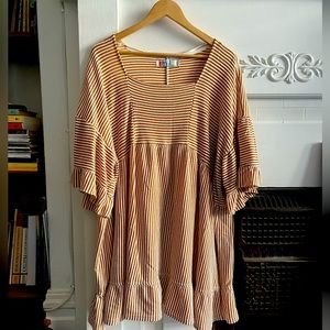 🏖️Free People beach Flowy striped burnt orange dress, size large